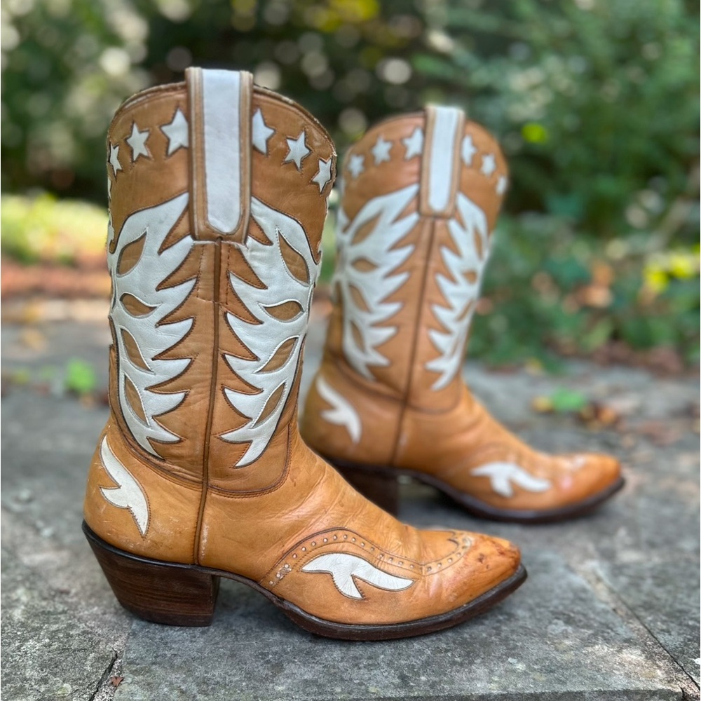 Custom 1981 Eagle + Stars Inlay Cowgirl Boots – Ladies 8.5